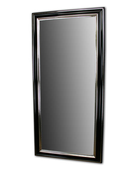 Lustro w czarnej ramie glamour z białym złotem 6 karat – na wymiar